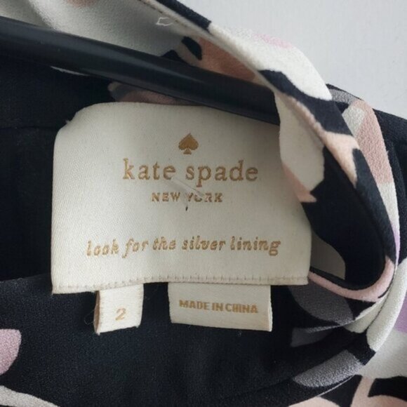 Kate Spade Posey Black Mock Turtleneck Floral Swing Dress Size 2 - Picture 6 of 10